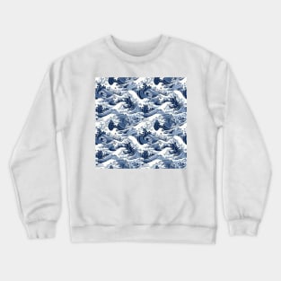 Ephemeral Crests: Hokusai Waves Reimagined Crewneck Sweatshirt